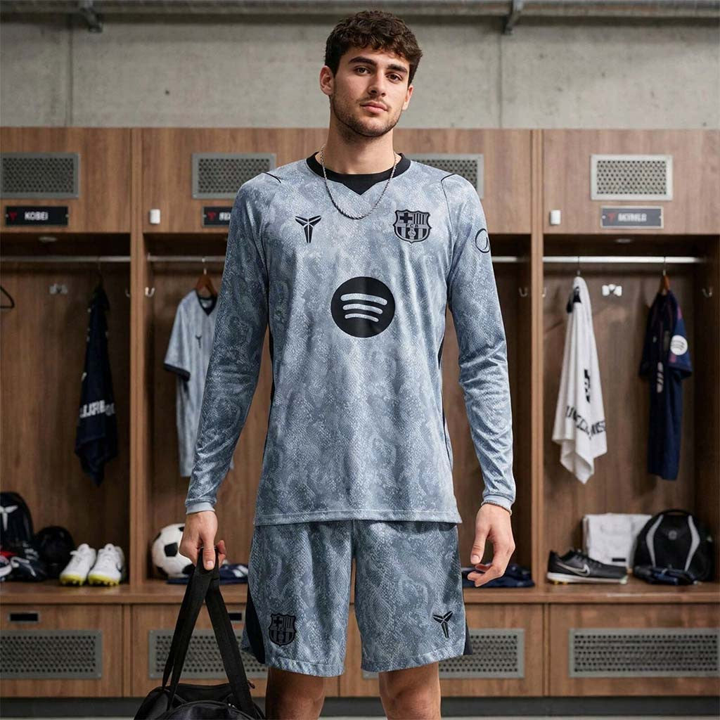 Barca X Kobe Bryant Goalkeeper Long Sleeve Jersey And Shorts Set FC Barcelona Merch - Merchluma
