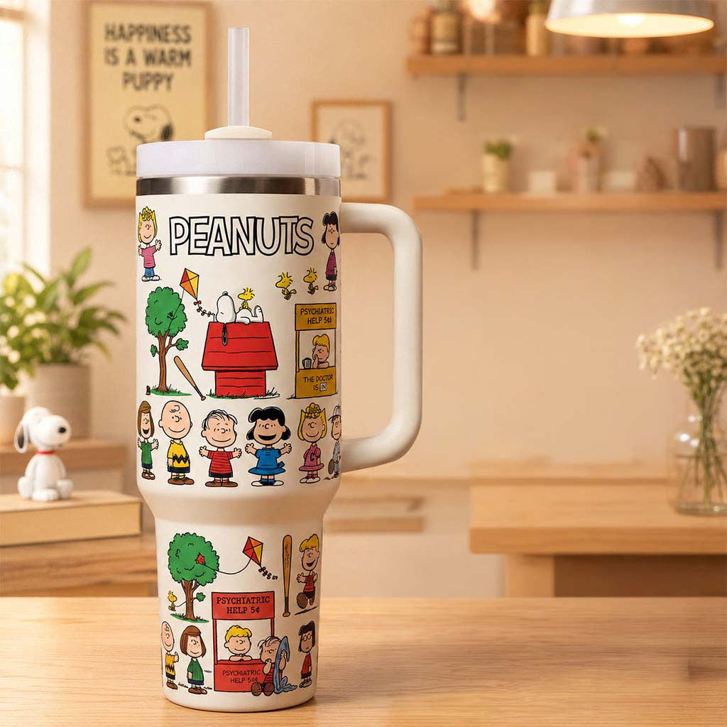 Peanuts Cute Beagle And Friends Tumbler Cartoon Travel Cup Birthday Gift For Her - Merchluma