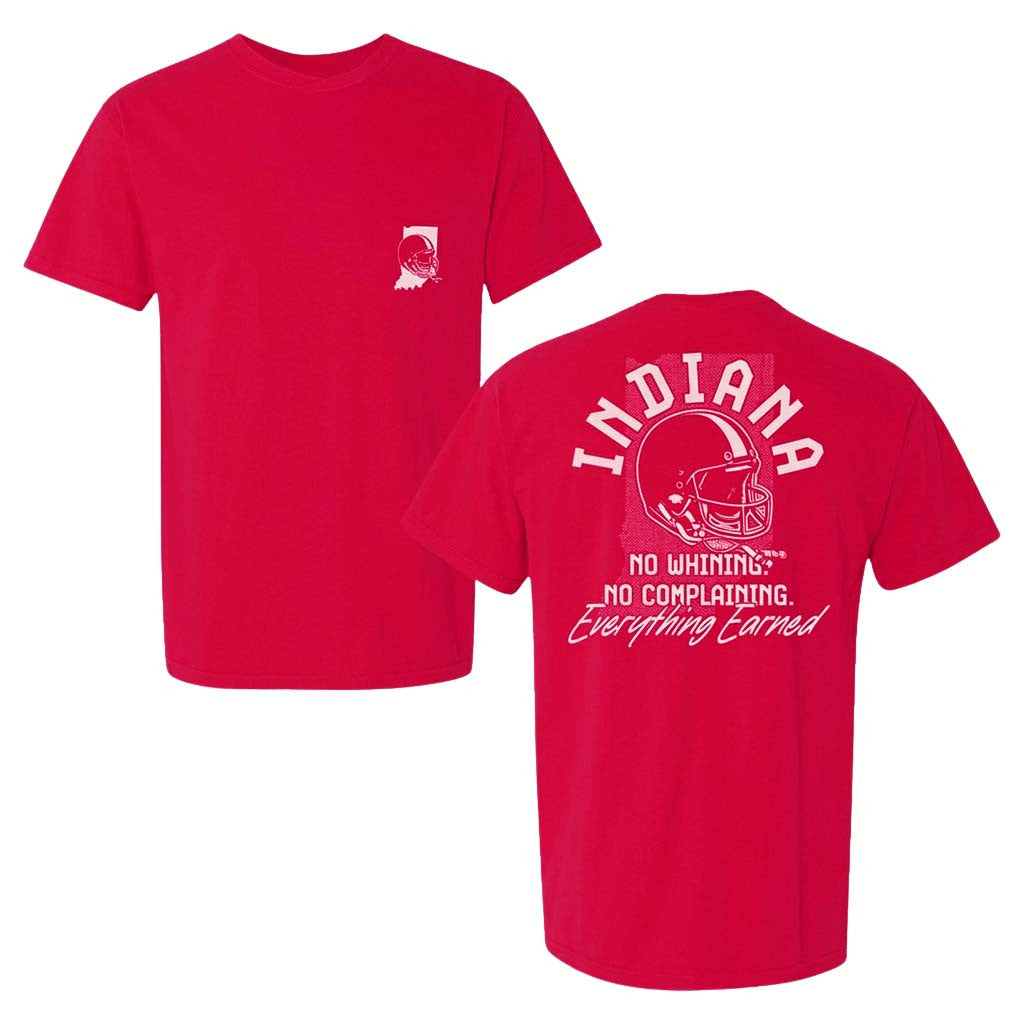 Everything Earned Pocket Indiana Ni Whining No Complaining Shirt Indiana Hoosiers Merch - Merchluma