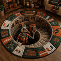 Miami Hurricanes Halloween 2026 Skeleton Round Rug Miami Hurricanes Merch Spooky Home Decor - Merchluma