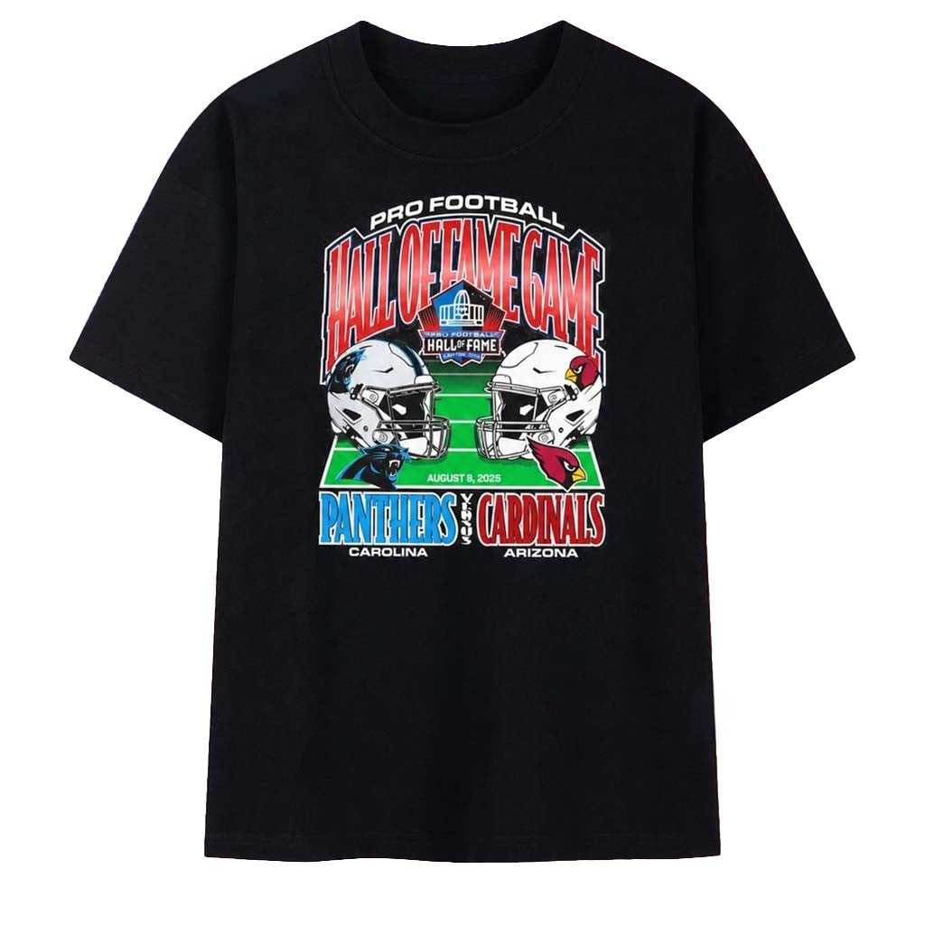 Pro Football Hall Of Fame Game 2026 Carolina Panthers Vs Arizona Cardinals Helmets Shirt Black - Merchluma
