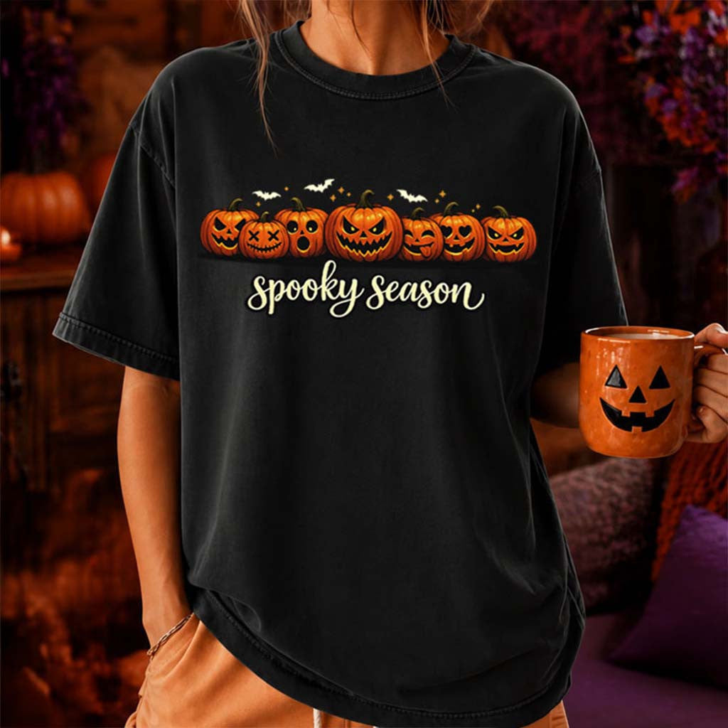 Spooky Season Pumpkin Jack O Lantern T-Shirt Cute Halloween Apparel Gift For Friends - Merchluma