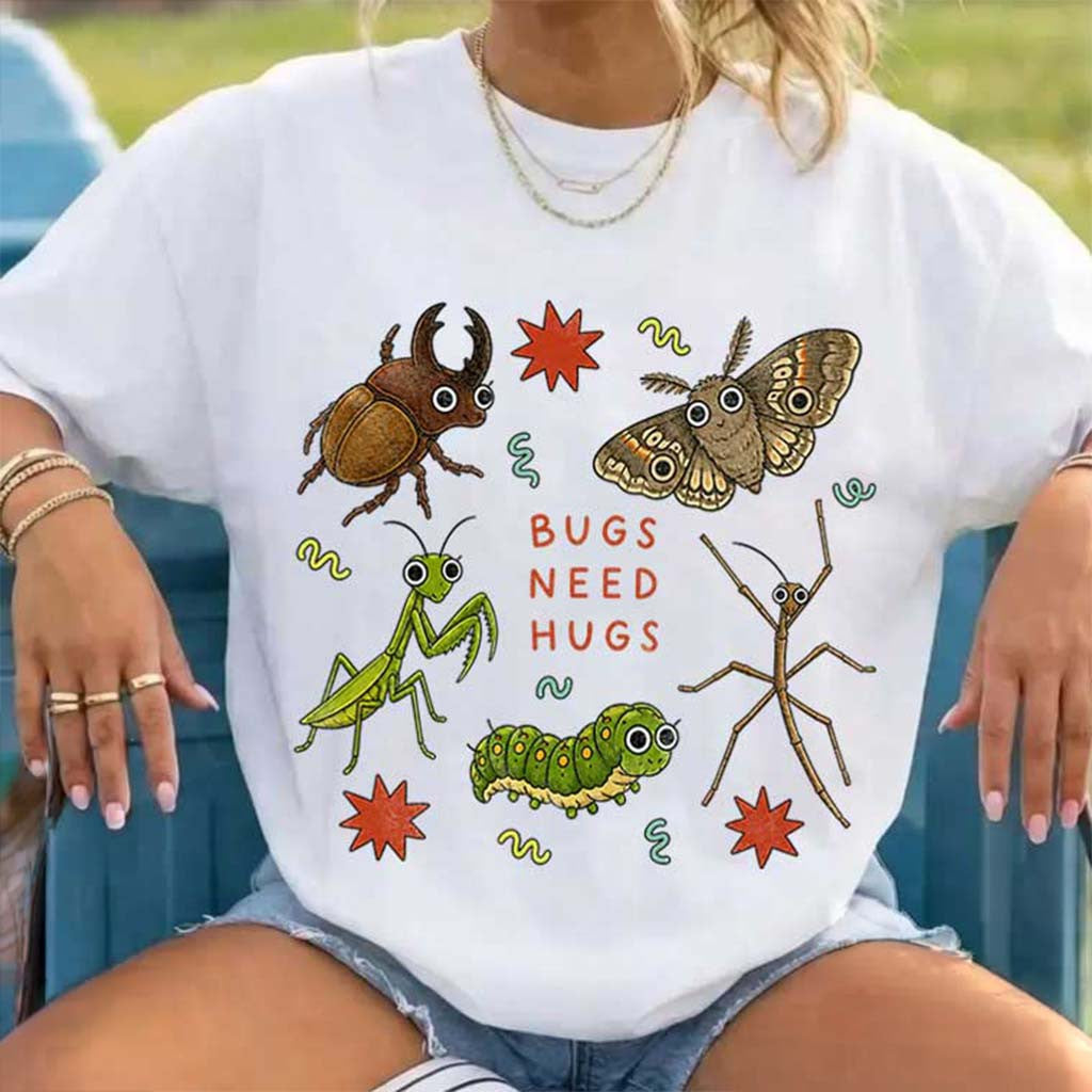 Bugs Need Hugs T-Shirt Science Teacher Cute Insect Friends Shirt Gifts For Her - Merchluma