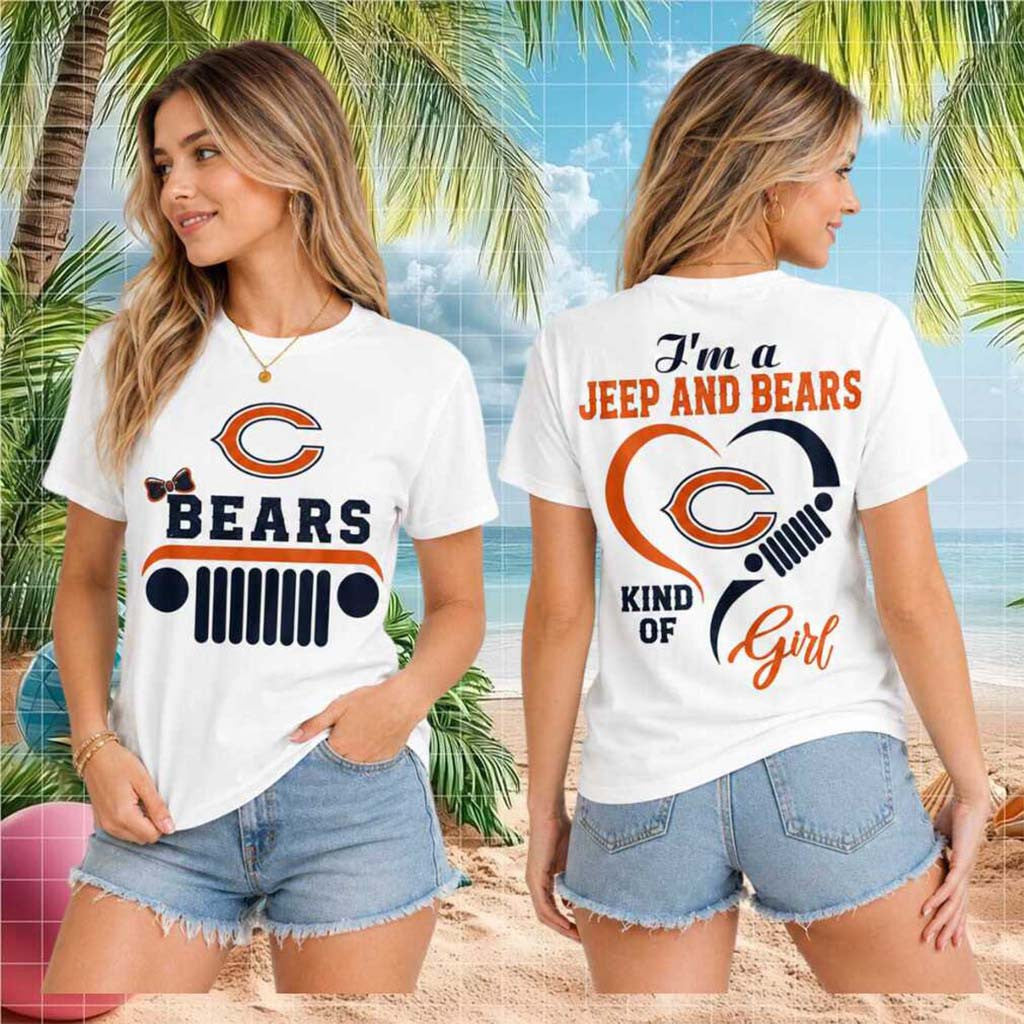 Chicago Bears Jeep Heartbeat T-Shirt Chicago Bears Merch Football Fan Gifts For Her - Merchluma