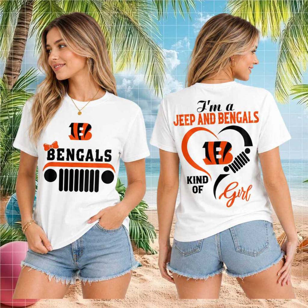Cincinnati Bengals Jeep Heartbeat Kind Of Girl T-Shirt Cincinnati Bengals Merch Gift For Her - Merchluma