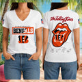 Cincinnati Bengals Rolling Stones Logo Band V-Neck Shirt Cincinnati Bengals Merch Fan Clothing - Merchluma