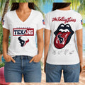 Houston Texans Rolling Stones Tongue Logo V-Neck Shirt Houston Texans Merch Fan Present - Merchluma