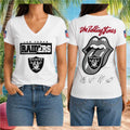 Las Vegas Raiders Rolling Stones Tongue Music Graphic V-Neck Shirt LV Raiders Merch For Fans - Merchluma