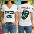 New York Jets X Rolling Stones Merch 2026 Tongue Logo V-Neck Shirt Gift For Football Fans - Merchluma