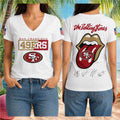 San Francisco 49ers Rolling Stones Tongue Music Logo V-Neck Shirt SF 49ers Merch Gift For Fans - Merchluma