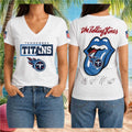 Tennessee Titans Rolling Stones Tongue Logo V-Neck Shirt Tennessee Titans Merch Fan Gifts - Merchluma