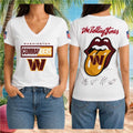 Washington Commanders Rolling Stones Band Logo Football V-Neck Shirt Commanders Merch - Merchluma