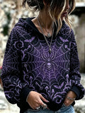 Gothic Skull Spider Hoodie Halloween Spooky Witchy Clothing Unique Gifts For Her - Merchluma