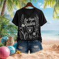 Las Vegas Raiders Floral Team Logo Graphic V-Neck Shirt LV Raiders Merch Present For Sisters - Merchluma