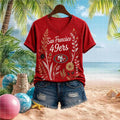 San Francisco 49ers Floral Boho V-Neck Shirt SF 49ers Merch Women's Game Day Clothing For Fans - Merchluma