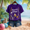 Minnesota Vikings Floral Nature Graphic V-Neck Shirt Minnesota Vikings Merch Gift For Her - Merchluma