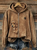 Dachshund Puppy Peeking Zip Hoodie Cute Dog Paw Merch Meaningful Gifts - Merchluma