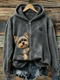 Cute Yorkshire Terrier Yorkie Dog Zip Hoodie Puppy Paw Merch Gift For Her - Merchluma