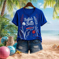 Buffalo Bills Floral Boho Football Team V-Neck Shirt Buffalo Bills Merch Gift For Women - Merchluma