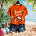 Denver Broncos Floral Boho Football Team V-Neck Shirt Denver Broncos Merch Gift For Fangirl - Merchluma