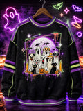 Halloween Neon Cat Sweatshirt Ghost Pumpkin Witch Spooky Apparel Gift For Fans - Merchluma