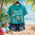 Miami Dolphins Botanical Flower Print Sports V-Neck Shirt Miami Dolphins Merch Gift For Fans - Merchluma