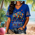 Buffalo Bills Autism Awareness Different Not Less V-Neck Shirt Bills Merch Autistic Gifts - Merchluma