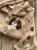 Cute Cavalier King Charles Dog Half Zip Sweatshirt Puppy Paw Merch Gift For Her - Merchluma