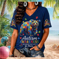 Chicago Bears Autism Awareness Different Not Less V-Neck Shirt Chicago Bears Merch Her Gifts - Merchluma