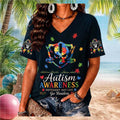 Las Vegas Raiders Autism Awareness Different Not Less V-Neck Shirt LV Raiders Merch Fan Gifts - Merchluma