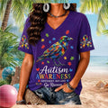 Baltimore Ravens Autism Awareness Different Not Less V-Neck Shirt Baltimore Ravens Merch - Merchluma
