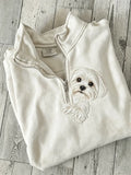 Maltese Dog Half Zip Sweatshirt Cute Fluffy White Puppy Clothing Best Gifts For Husband - Merchluma