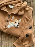Cute Pembroke Welsh Corgi Dog Half-Zip Sweatshirt Puppy Paw Clothes Gift For Her - Merchluma