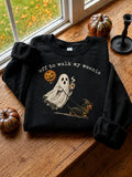 Off To Walk My Weenie Halloween Sweatshirt Ghost Dachshund Clothes Gift Ideas For Husband - Merchluma