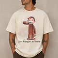 Monkey Just Hanging In There Curious George Brushing Teeth T-Shirt Unique Gift For Brothers - Merchluma