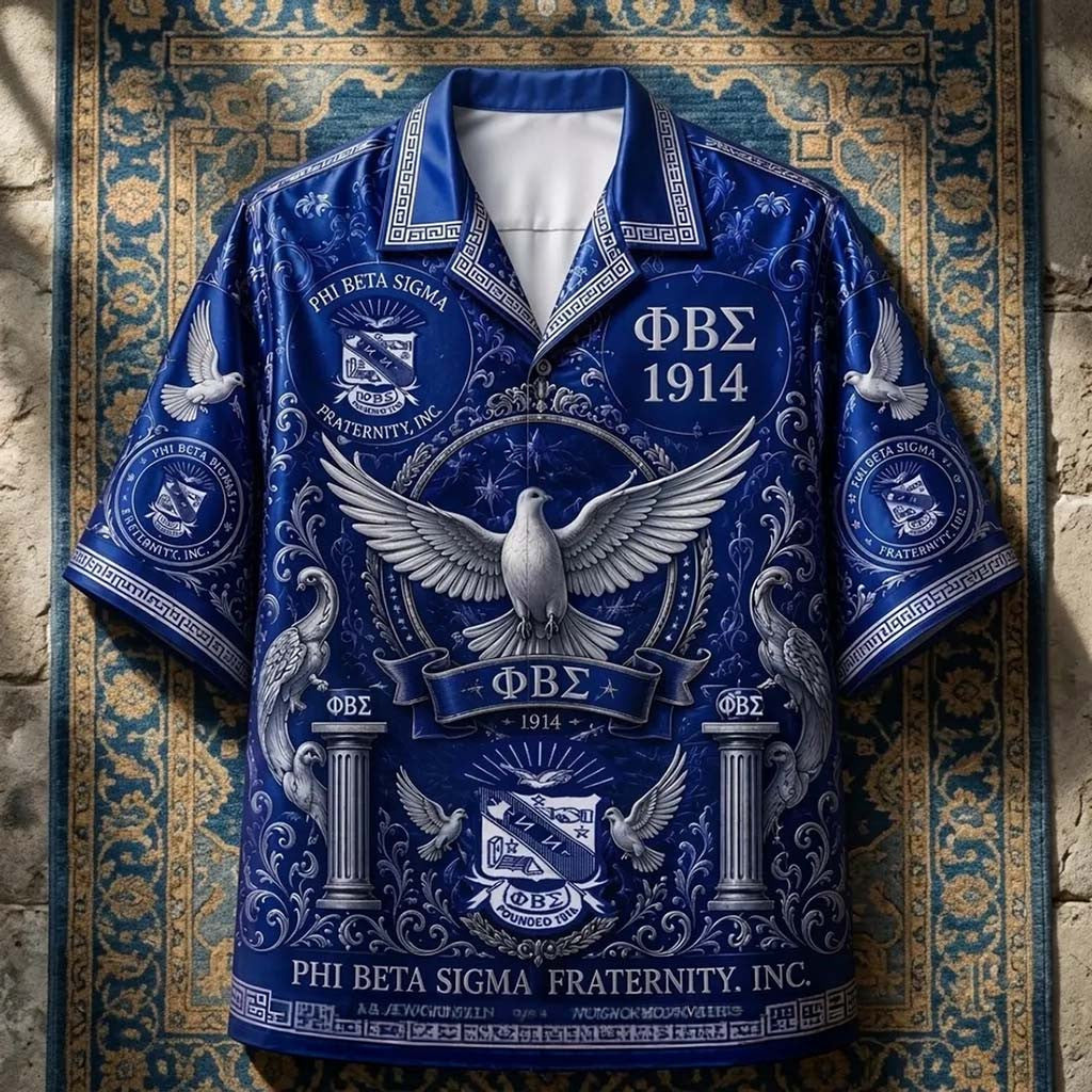 Phi Beta Sigma Fraternity Blue Hawaiian Shirt PBS Merch Best Gift For Father In Law - Merchluma
