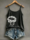 Black Cat Sleeping In A Flower Tank Top Cat Flower Merch Unique Gift For Women - Merchluma