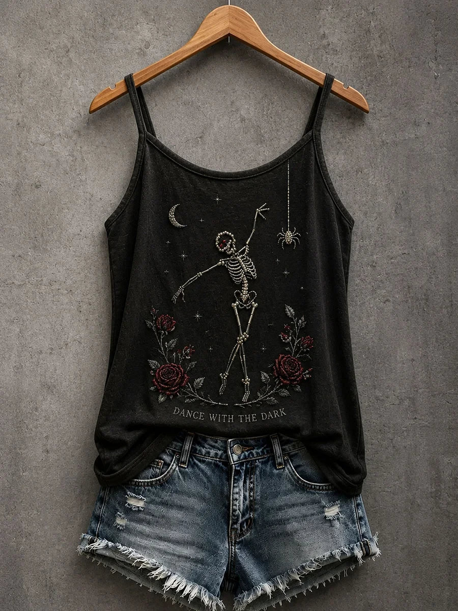 Dance With The Dark Tank Top Skeleton Halloween Merch USeful Gift For Women - Merchluma
