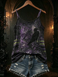 Gothic Grim Reaper Raven Crow Tank Top Halloween Spooky Skull Dark Clothes Gift For Her - Merchluma