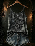 Raven And Roses Tank Top Gothic Raven Dark Floral Clothes Halloween Lover Gift Ideas - Merchluma