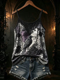 Raven Roses Skulls Tank Top Gothic Halloween Clothing Cozy Halloween Clothes - Merchluma