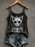 Skeleton Cat Tank Top Halloween Spooky Clothes Halloween Lover Gift - Merchluma
