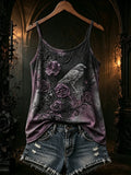 Raven Roses Tank Top Gothic Floral Clothes Cozy Halloween Clothes - Merchluma