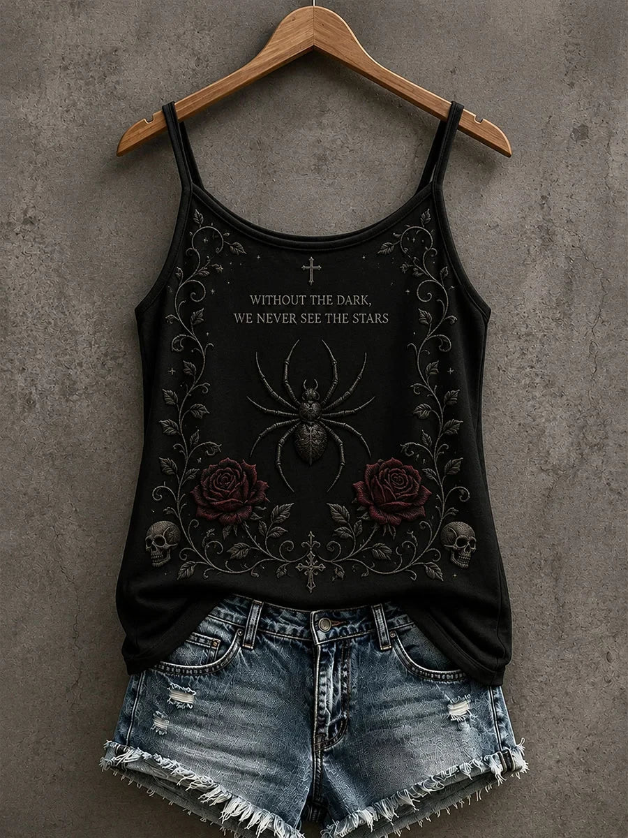 Without The Dark We Never See The Stars Tank Top Gothic Spider Clothes Cozy Apparel Gift - Merchluma