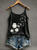 Cute Fluffy Cat Dandelion Tank Top Cat Lover Apparel Gift For Her - Merchluma