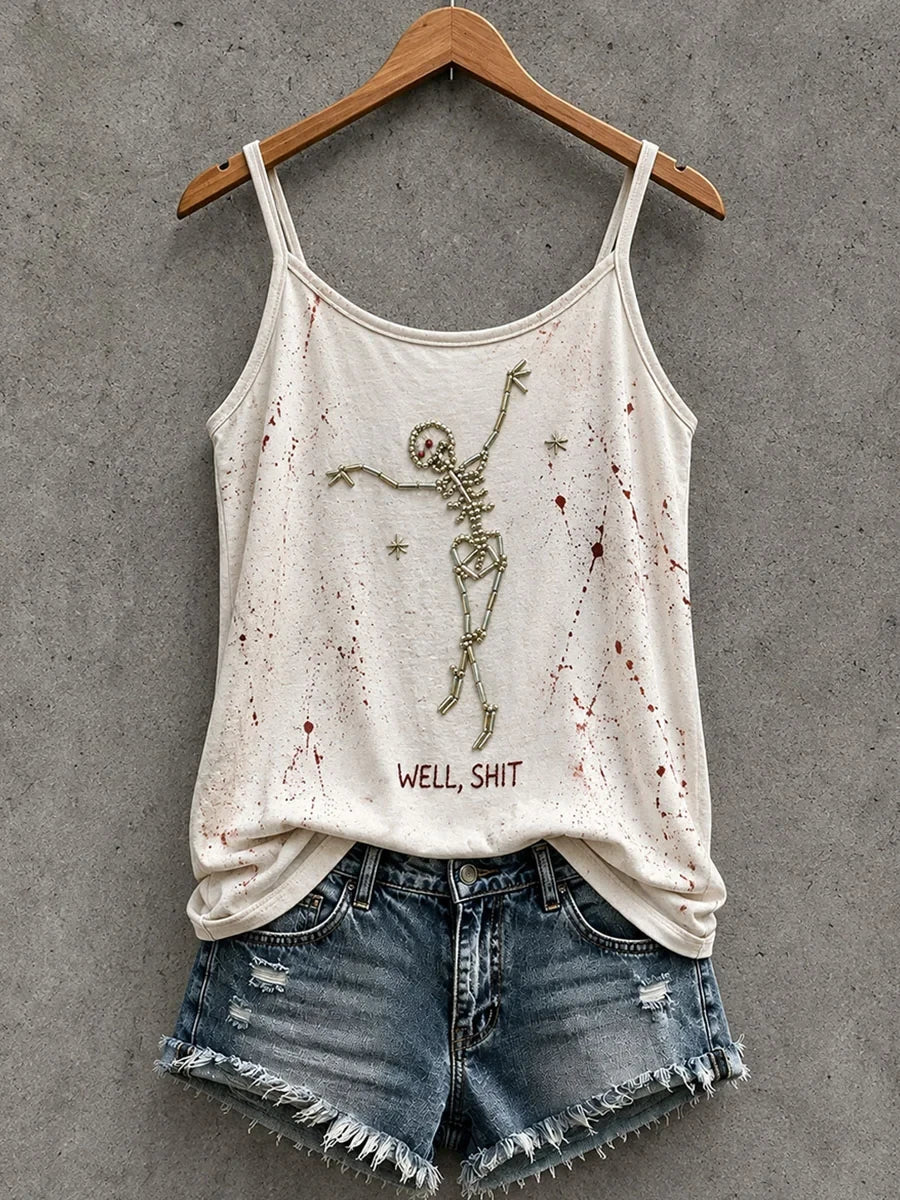 Well Shit Skeleton Tank Top Skeleton Halloween Clothes Halloween Gifts For Friends - Merchluma