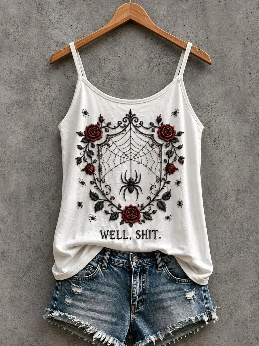 Well Shit Spider Tank Top Gothic Halloween Merch Birthday Presents For Women - Merchluma