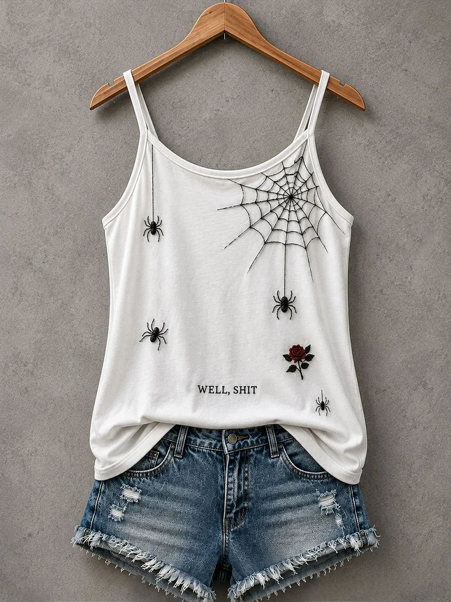 Well Shit Spider Tank Top Halloween Spooky Clothing Birthday Gift Ideas For Women - Merchluma