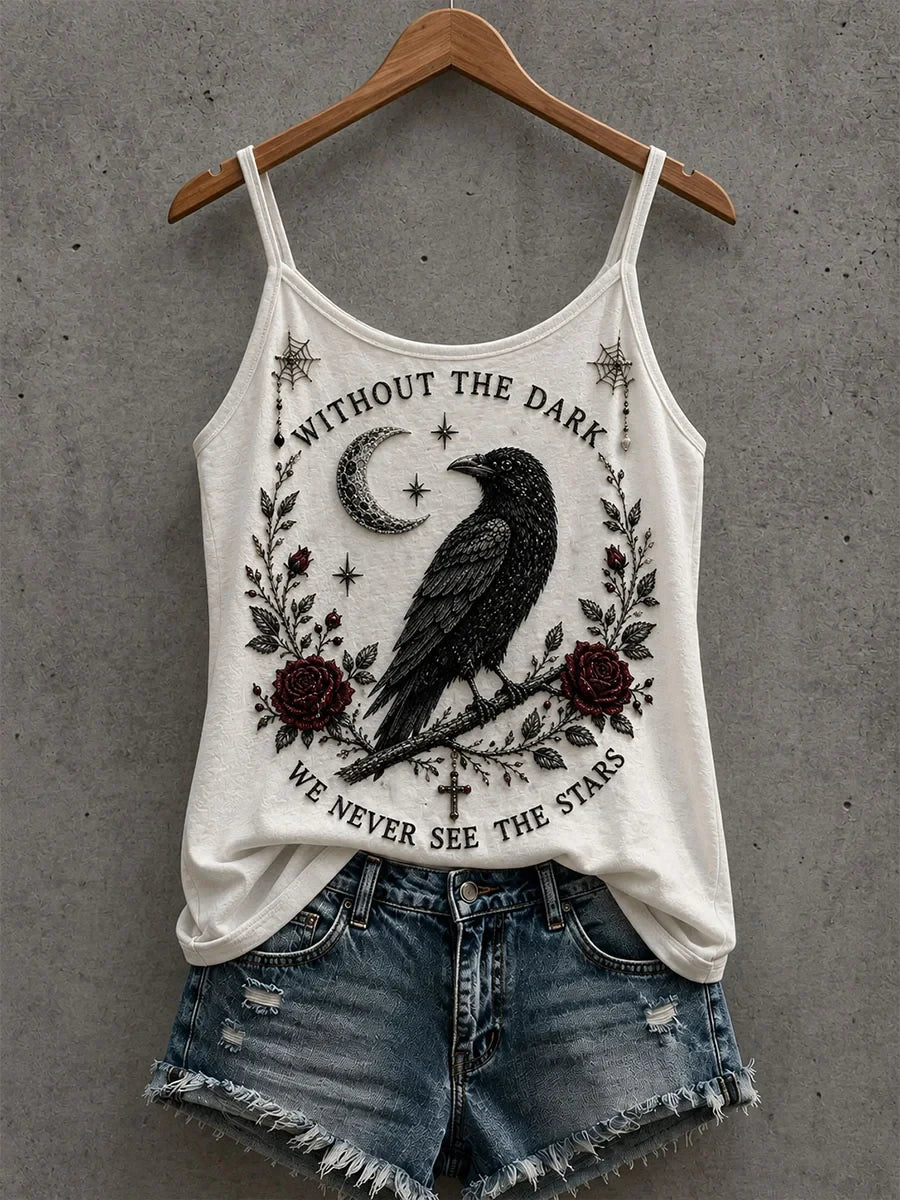 Without The Dark We Never See The Stars Tank Top Gothic Raven Merch Spooky Gift Ideas - Merchluma