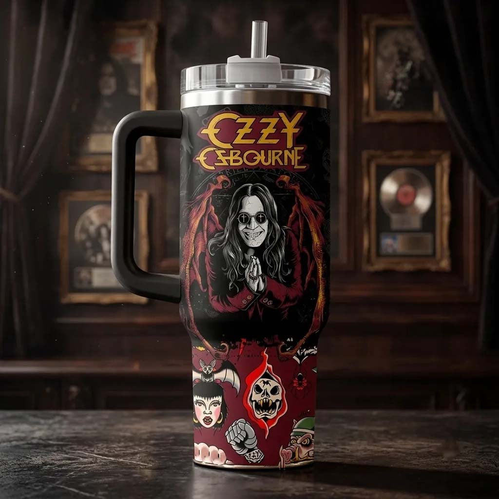 Ozzy Osbourne Prince of Darkness 40oz Tumbler Ozzy Osbourne Merch Music Lover Gift For Dad - Merchluma